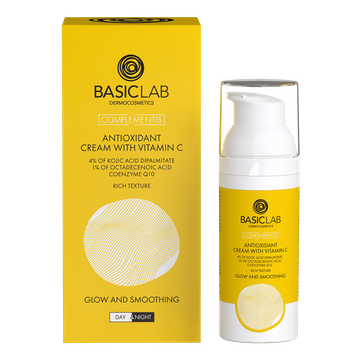 Antioxidative Vitamin-C Creme mit 4% Kojinsäure-Dipalmitat, 1% Octadecendiosäure und Q10 – reichhaltig