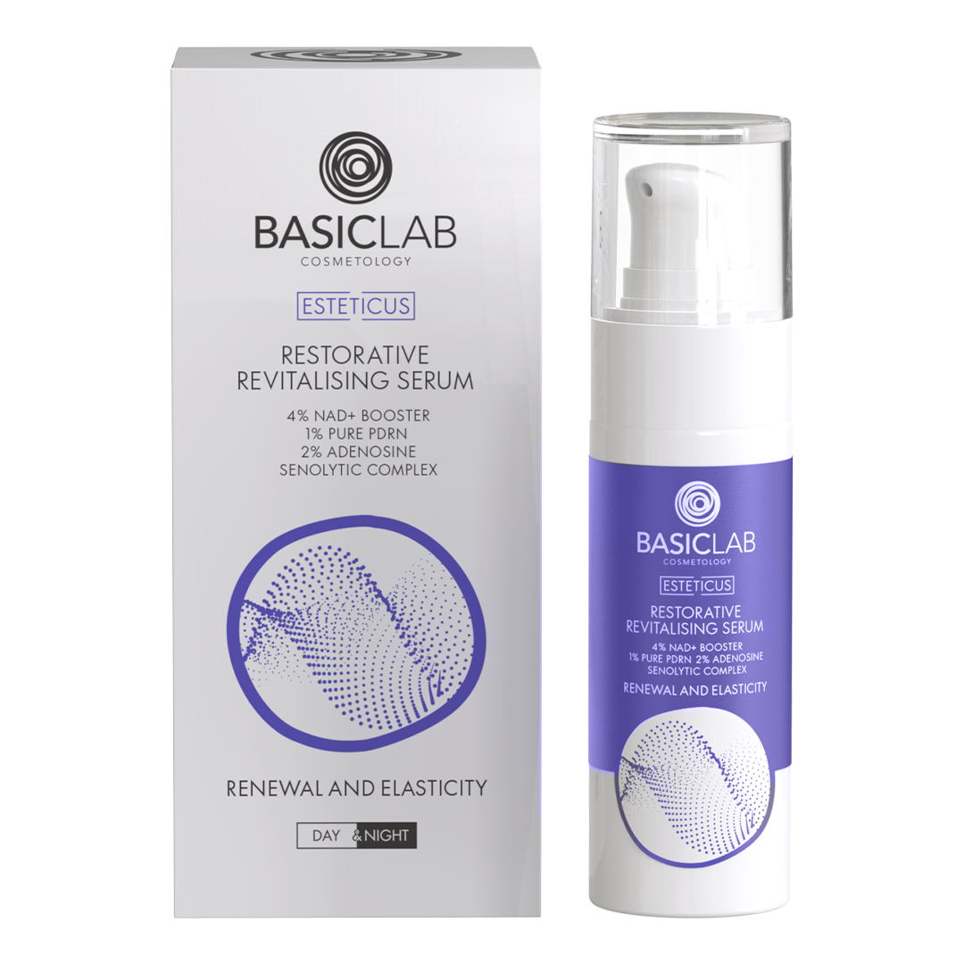 Aufbauendes Revitalisierungsserum mit 4% NAD+Booster, 1 % reinem PDRN, 2% Adenosin und senolytischem Komplex