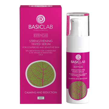 Stärkendes Getöntes Serum für Couperose und Empfindliche Haut, 10% EGF-Wachstumsfaktorkomplex, 0,5% Vitamin-K-Derivate, CICA